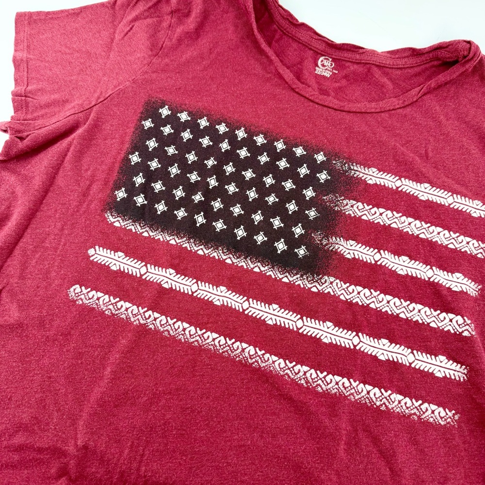 Cato Plus Size 22/24W Patriotic American Flag Graphic Tee - Red